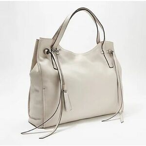 Vince Camuto Leather Handbag Tote with Knot Detail Rilo Lt Smoke